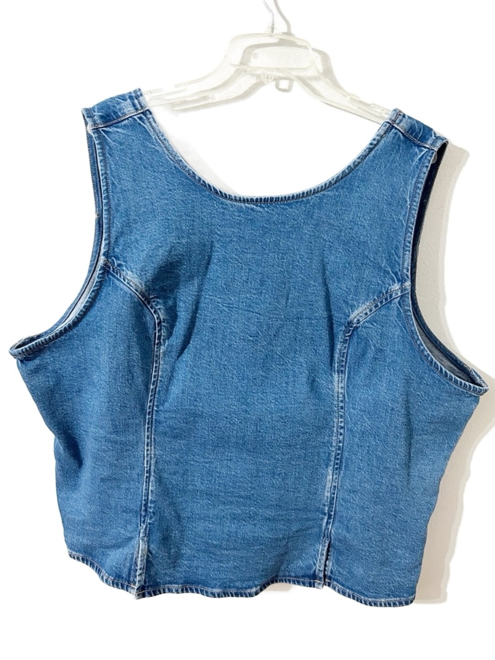 American Eagle Denim Scoop-Neck and Back Sleeveless Top Size XL Medium Wash